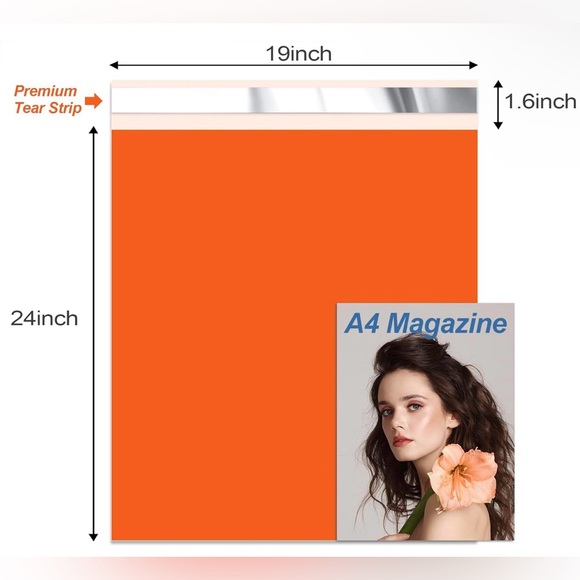 10 XL (HUGE) POLYMAILERS 19” x 24” - Orange Thank You - Picture 2 of 3